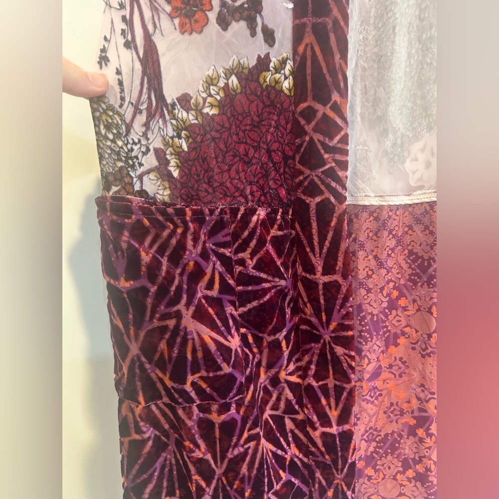 Logo Lavish Lori Goldstein Open Vest Kimono Large Burnout Velvet Burgundy Artsy - Picture 4 of 9
